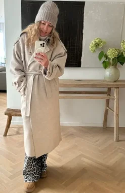 New Walance pitkä villakangastakki, beige melange Ulkotakit Ja -Liivit|Uutuudet